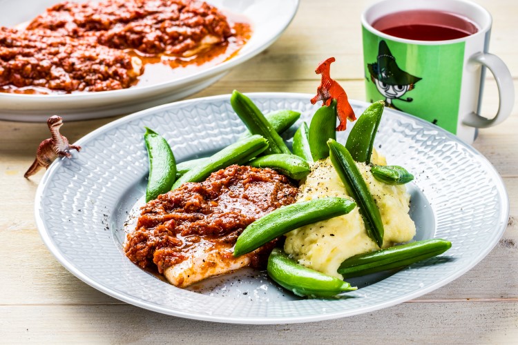 Ovnsbakt torsk med tomat på taket