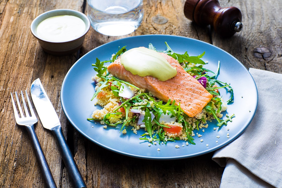 Laks med mango- thaidressing og tabouleh 