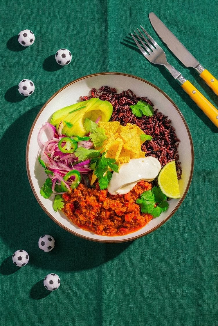 Quick black ricebowl med færdiglavet chili con carne
