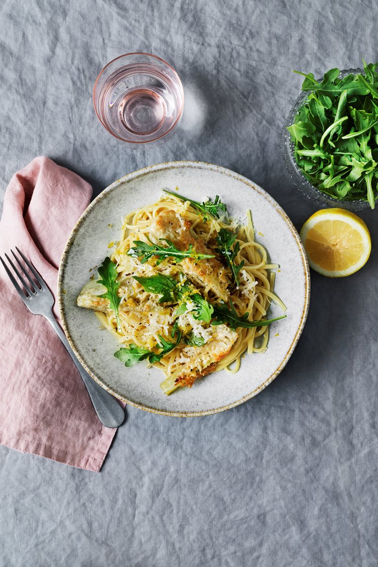 Linguine al limone med gratinerad fänkål och ruccola