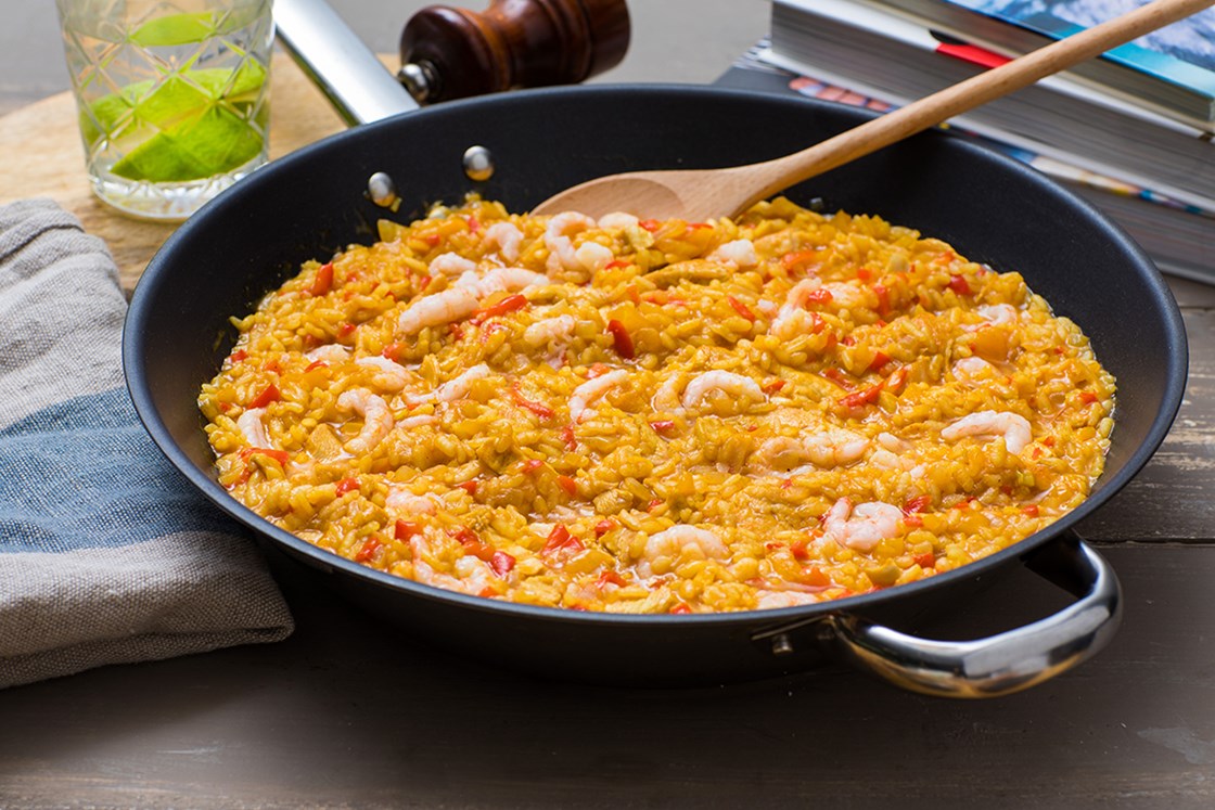 Jambalaya med reker, kylling og paprika