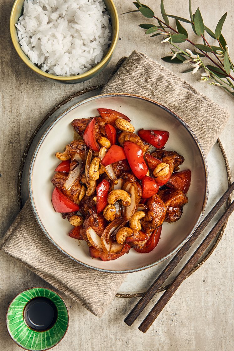 Kung pao chicken med cashewnötter och jasminris