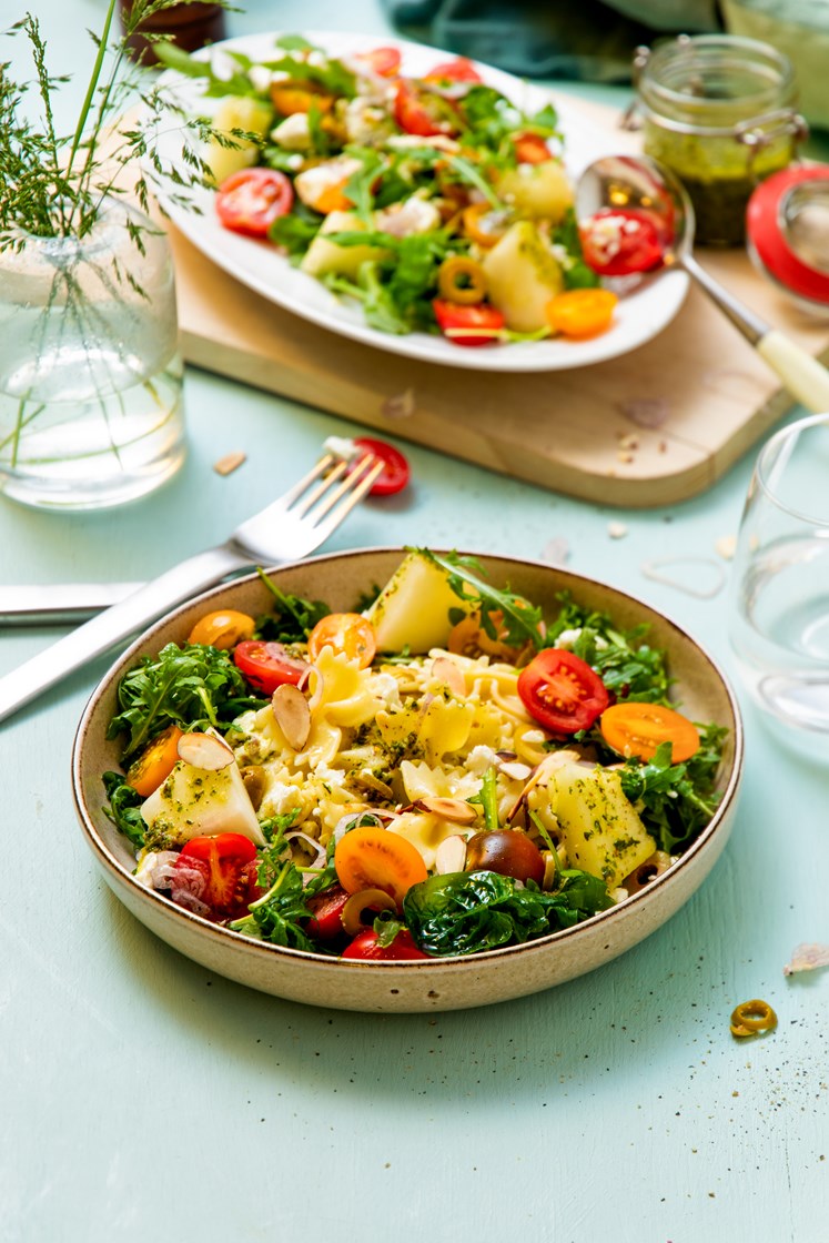 Pastasalat med melon og fetaost