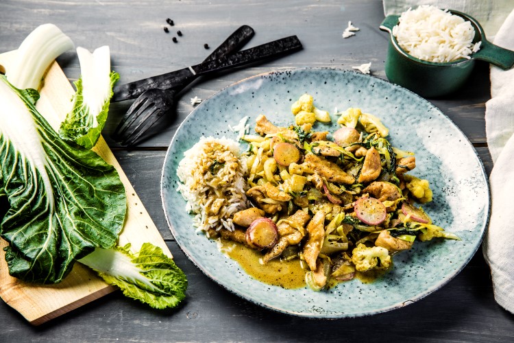 Kyllingwok med green curry