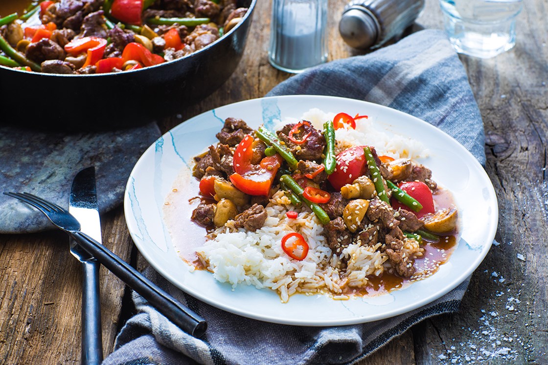 Biff hoisin med sopp og paprika