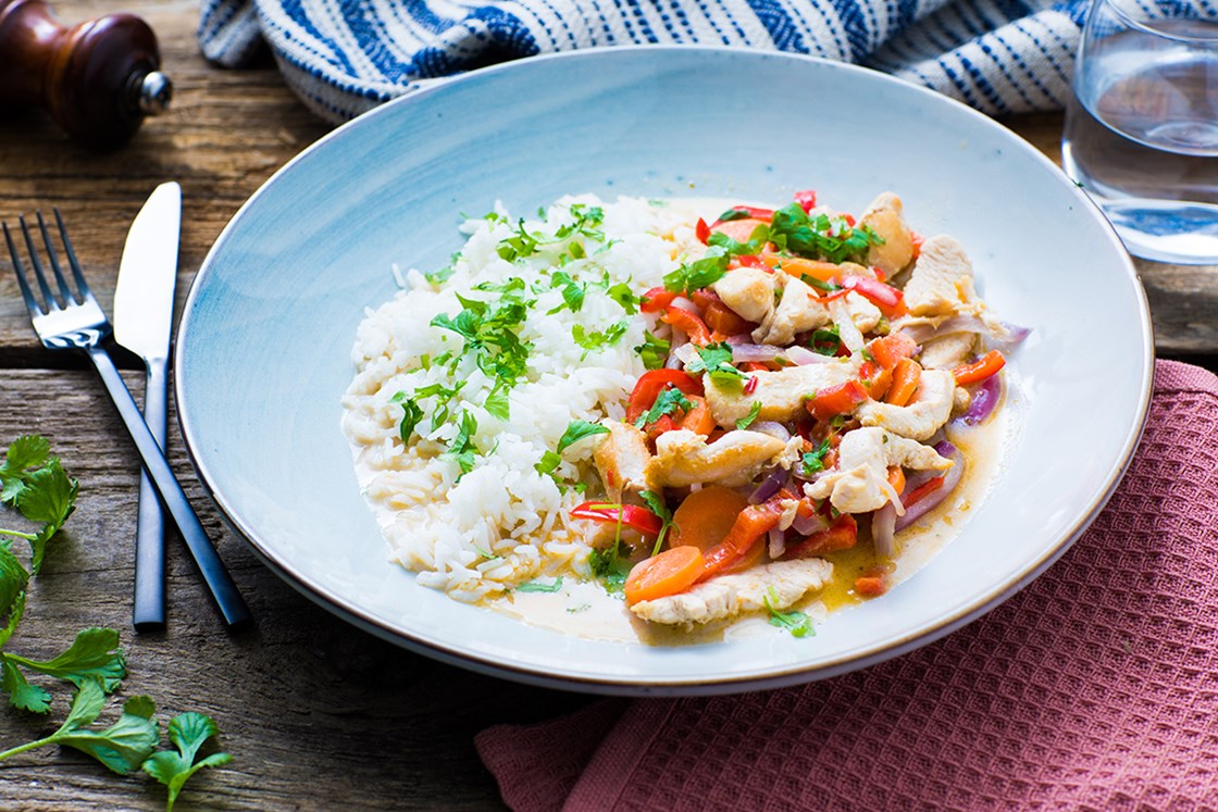 Kylling green curry med koriander