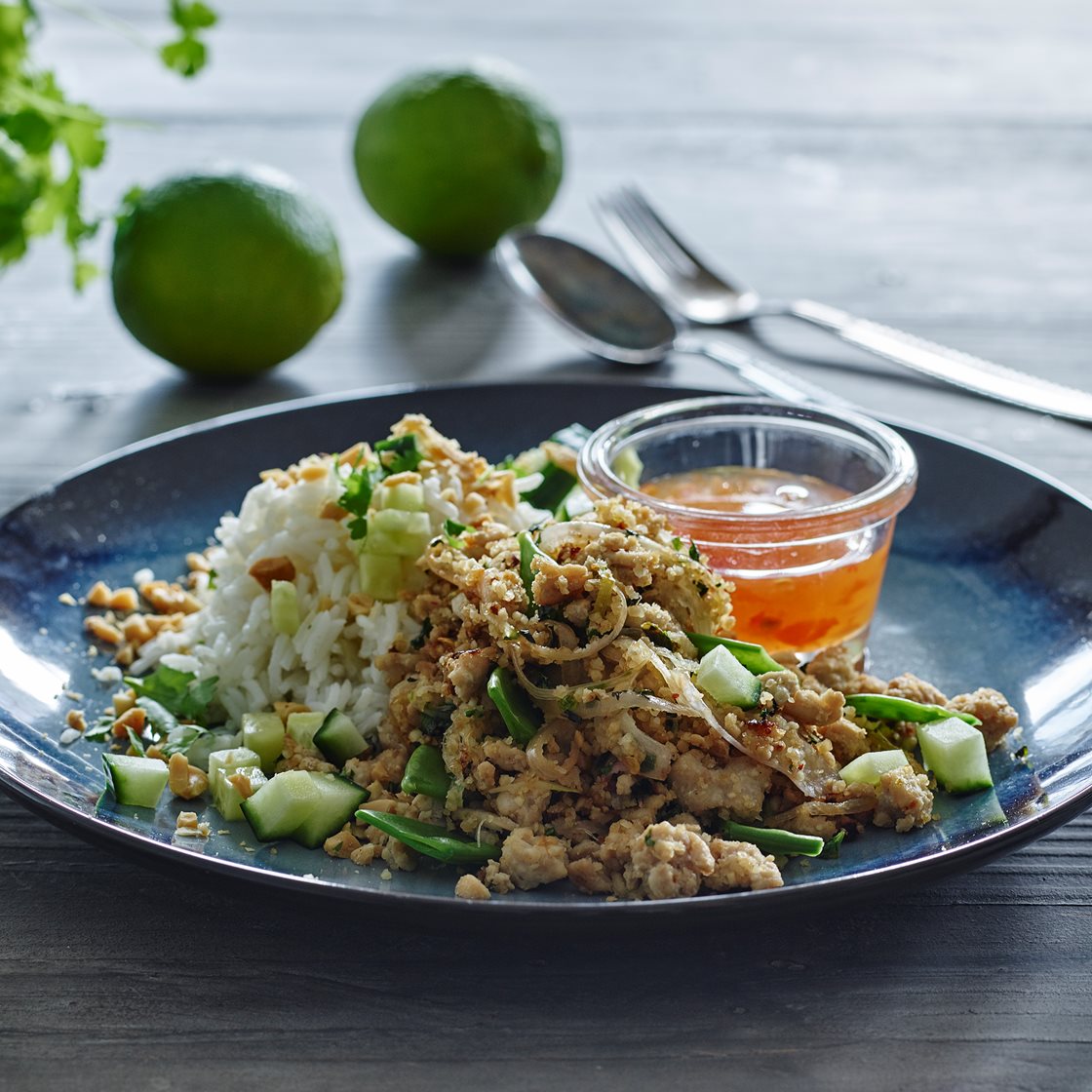 Lahb Gai - stegt kyllingesalat