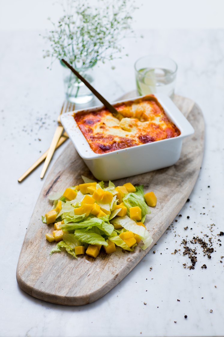 Cottage Pie med mozzarella og mangosalat