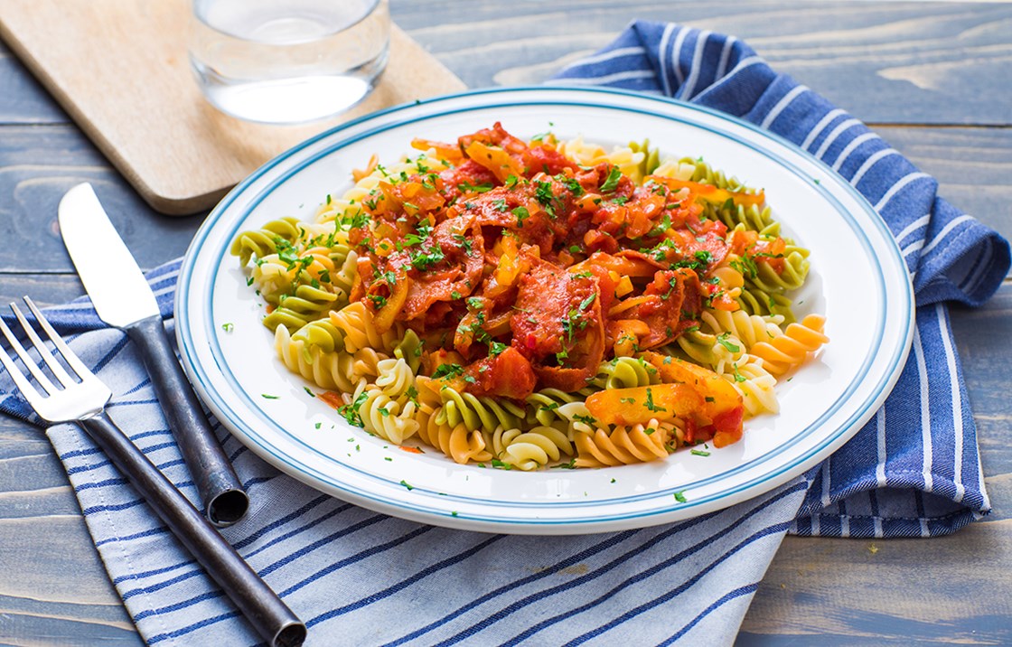 Pasta arrabiata med pepperoni