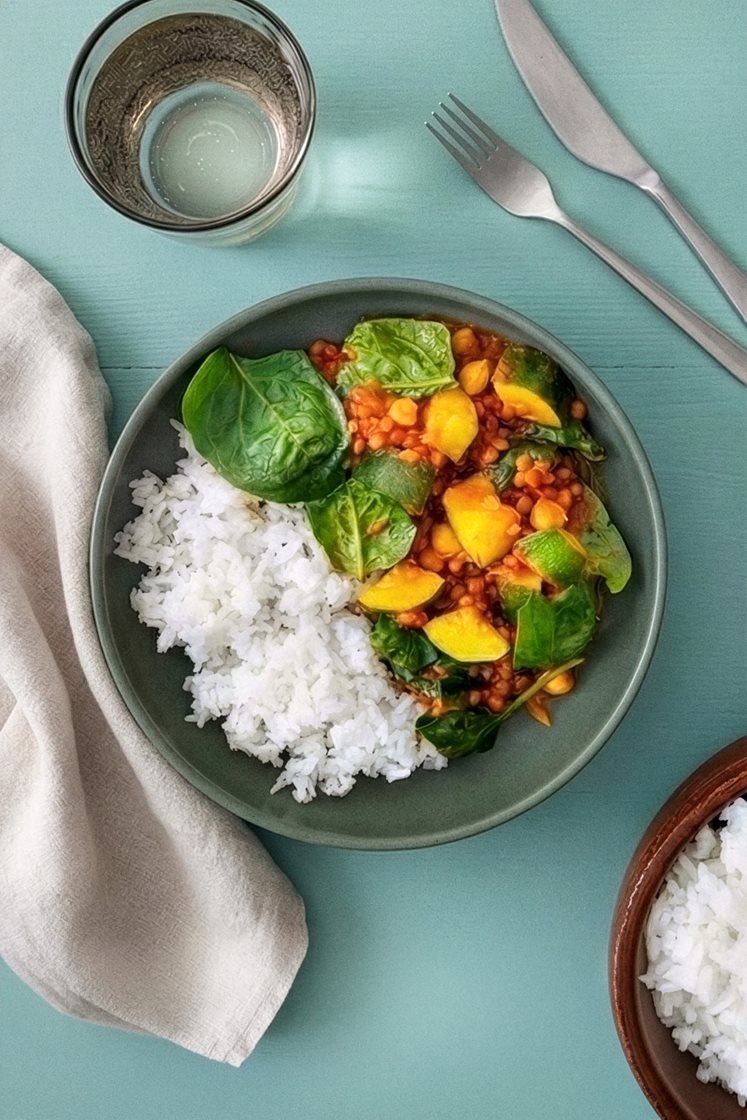 Chana masala med kikærter og linser