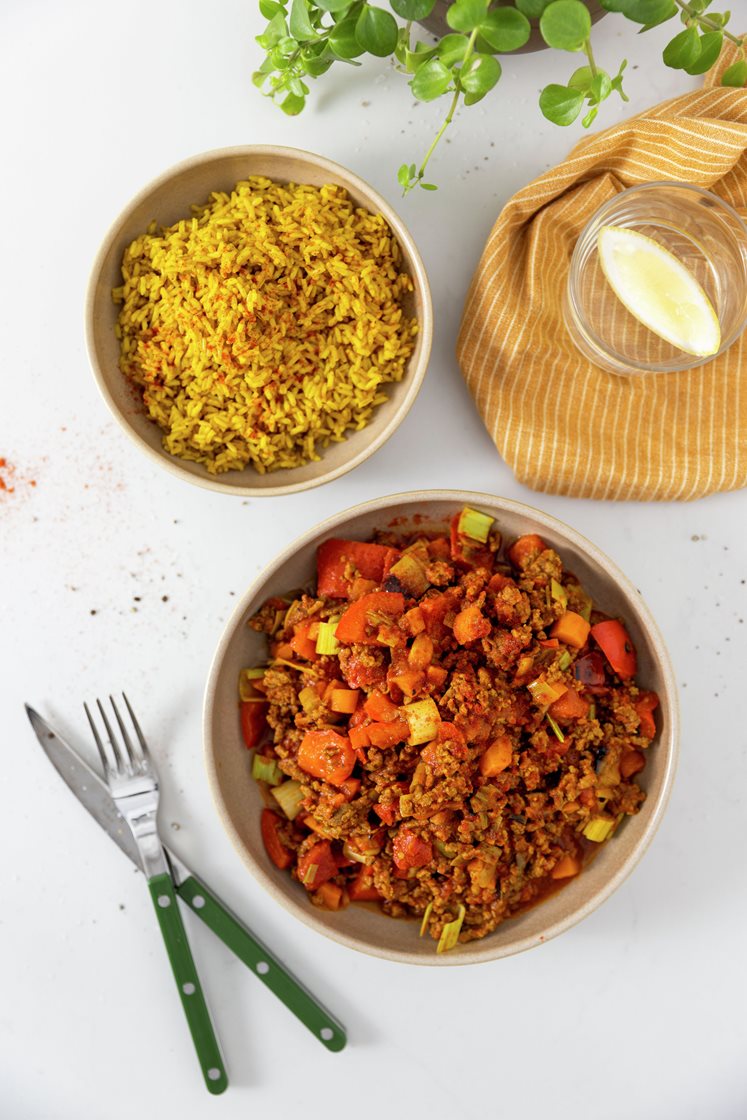 Indisk keema karry med brune ris