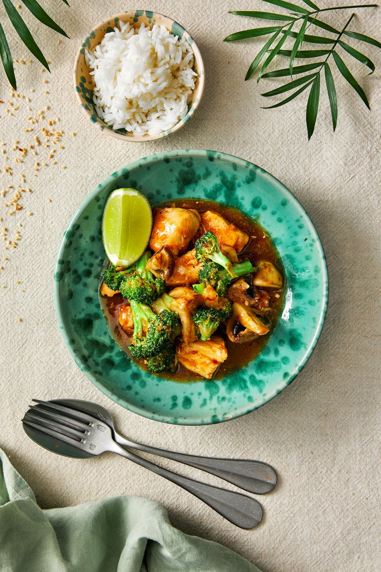 Kyckling teriyakiwok med champinjoner och lime