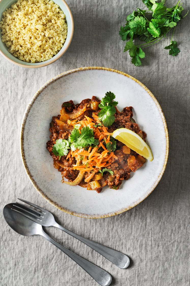 Kryddig marockansk kalkonfärsgryta med couscous och citron