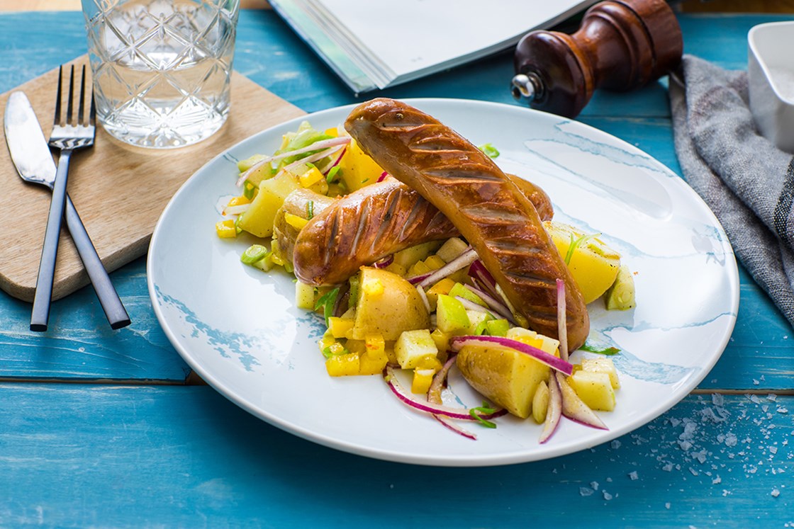 Stekte pølser med frisk potetsalat