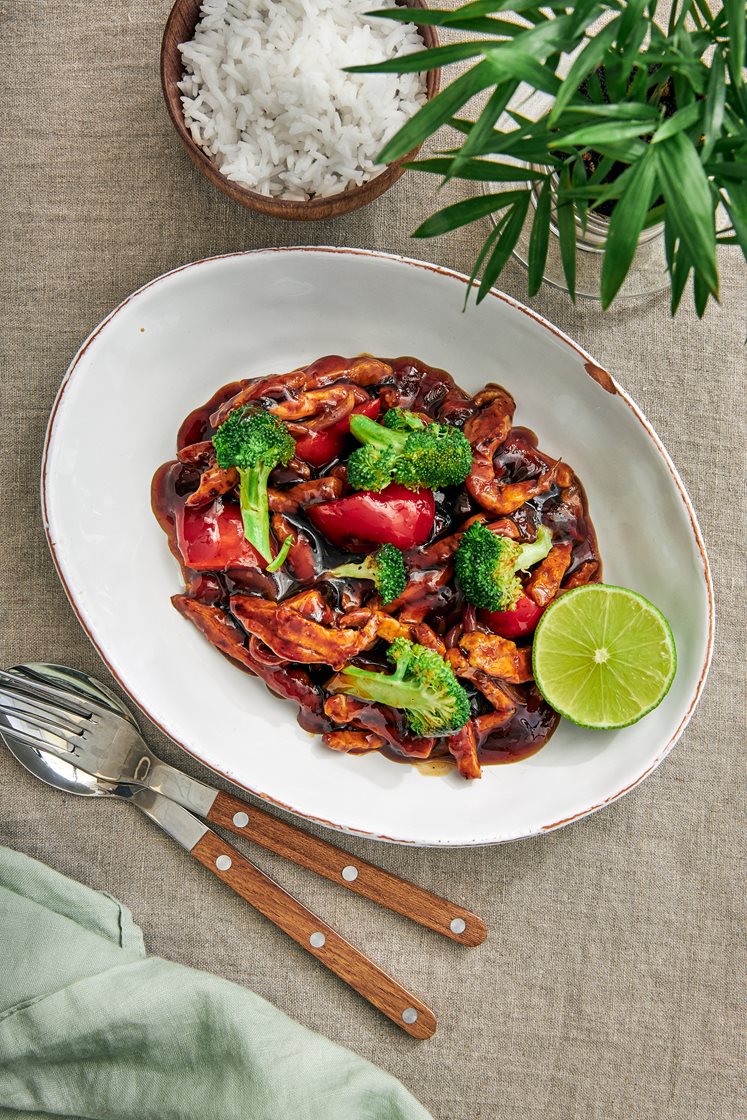 Pork teriyaki med grönsakswok och jasminris