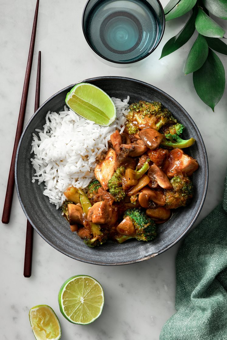 Kyckling teriyaki med champinjoner och lime