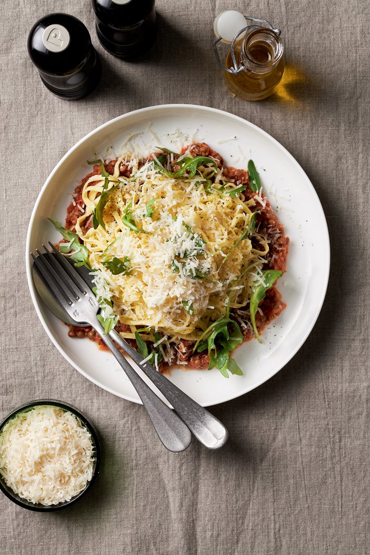 Linsragù med färsk tagliolini, quattrocento och ruccola