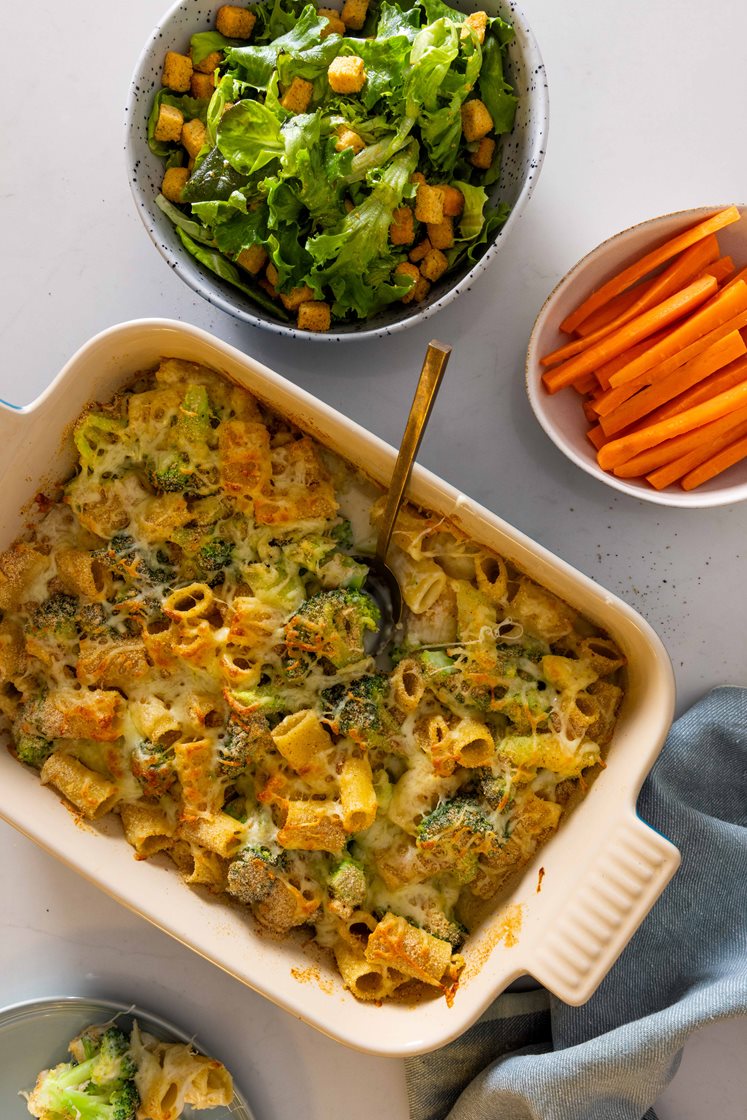 Mac and cheese med broccoli