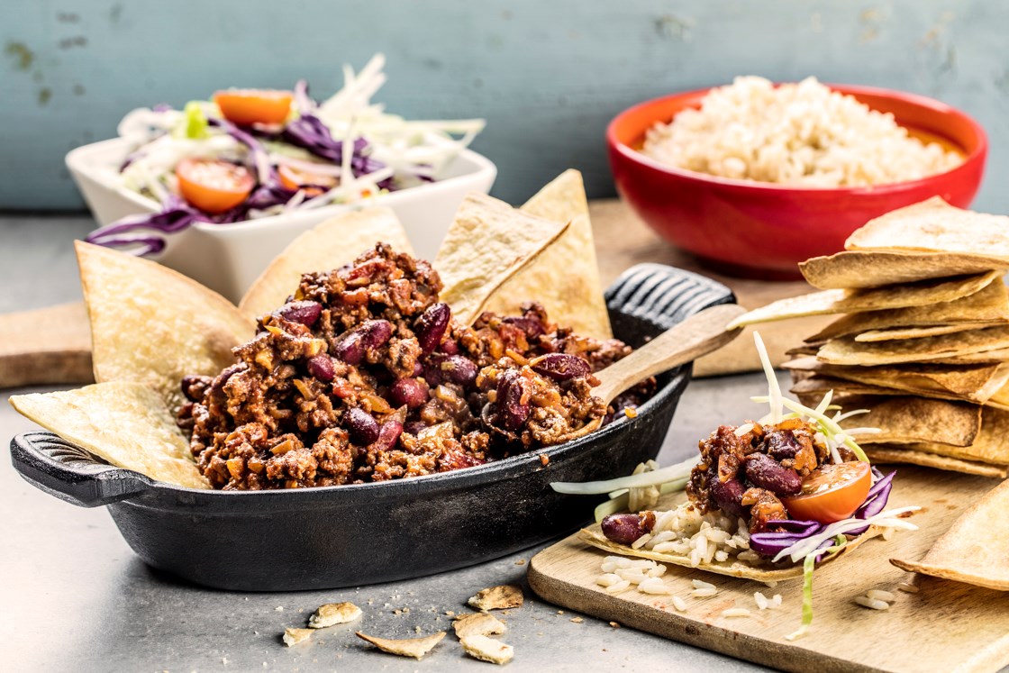 Chili con carne med sprø tortilla