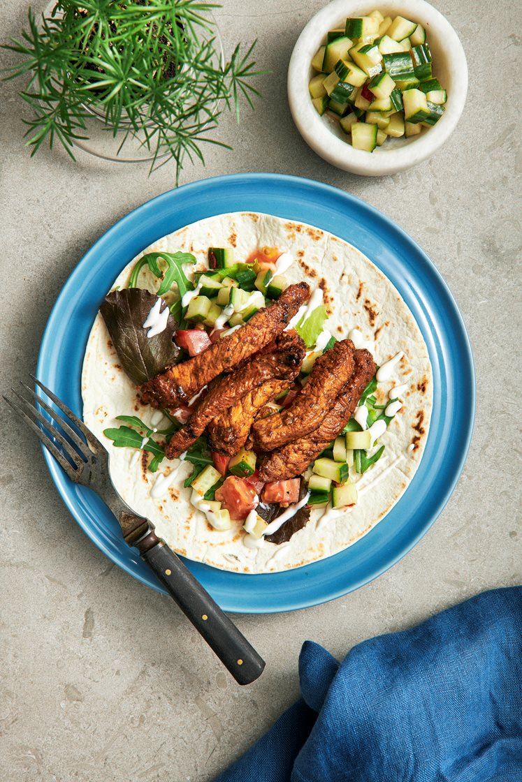 Mexican pork tacos med gurksalsa och vitlöksyoghurt