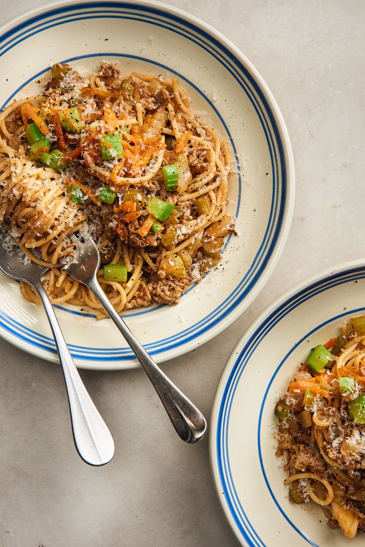 Pasta med fläskfärs, fänkål och parmesan