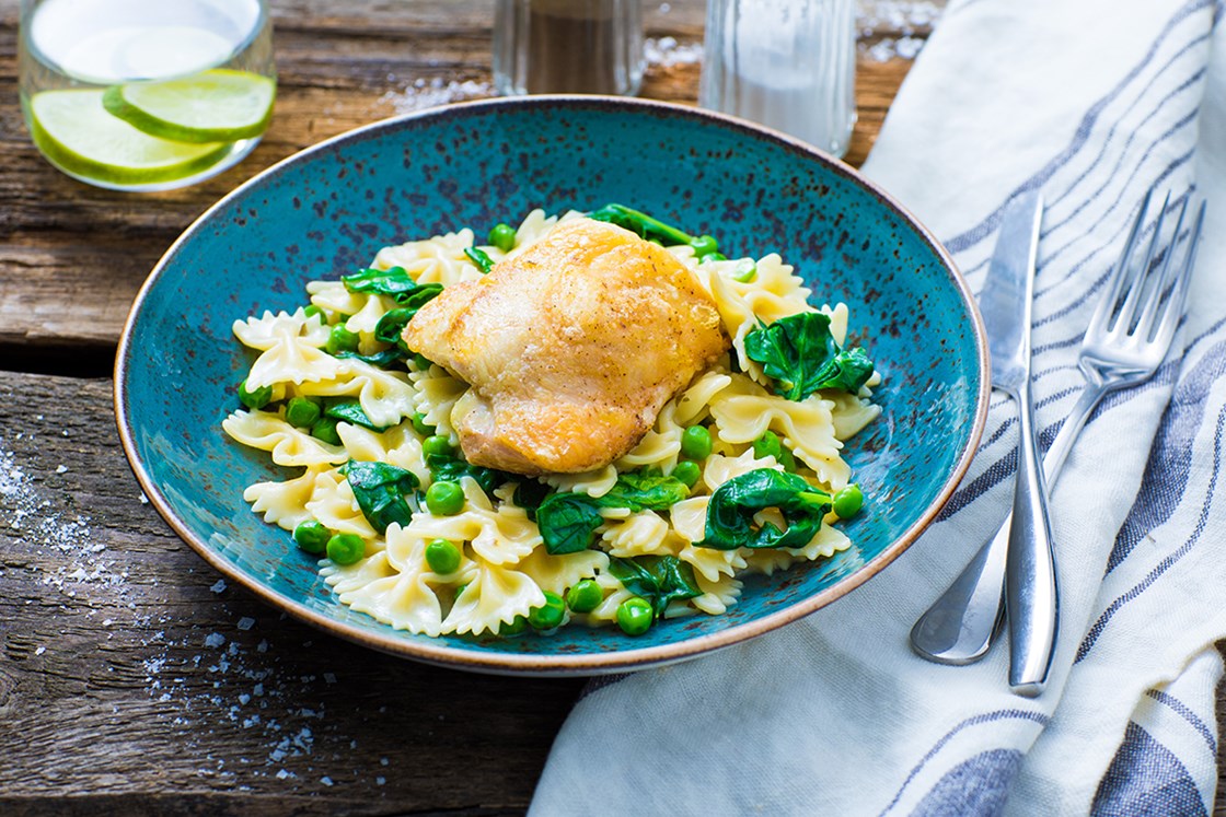 Kylling med pasta og urtesaus