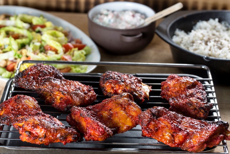 Kylling tandoori med ris og grønn salat