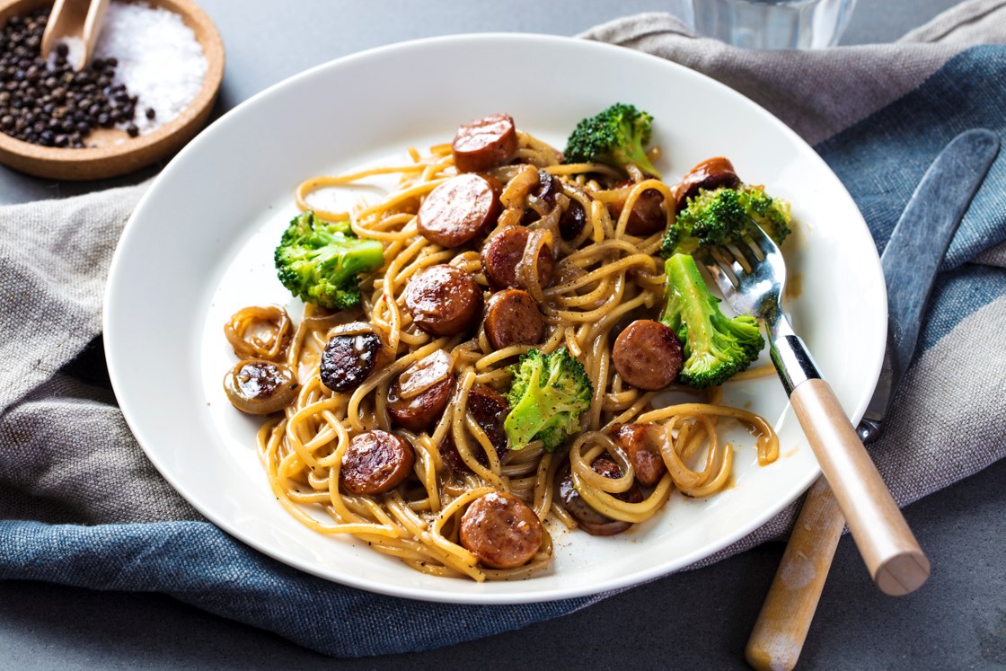 Kremet pasta med pølse