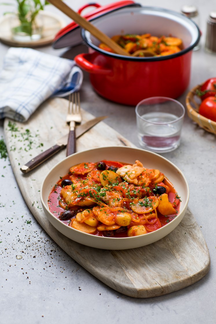 Bacalao med røkt torsk, oliven og persille