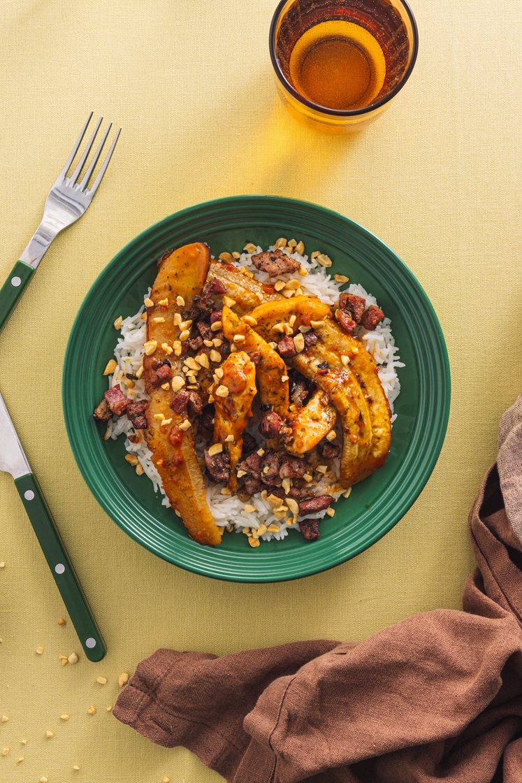 Flyvende Jacob med ris og bacon