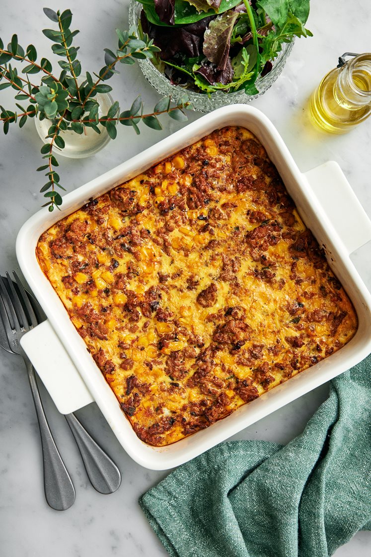 Texmex-frittata med kalkonfärs, majs och jalapeño