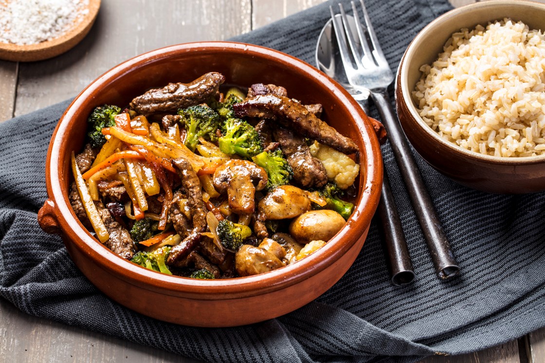 Wok med strimlet storfekjøtt                                    