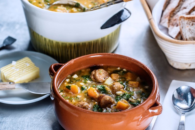Chorizo- og søtpotetsuppe 