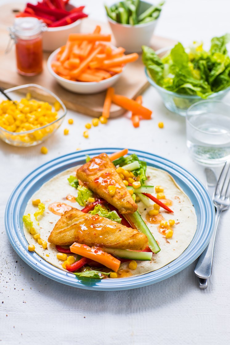 Fiskewrap med maissalsa og tacodressing