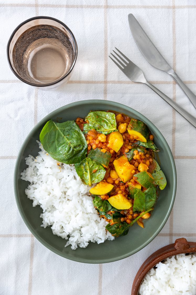 Chana masala med kikærter og linser