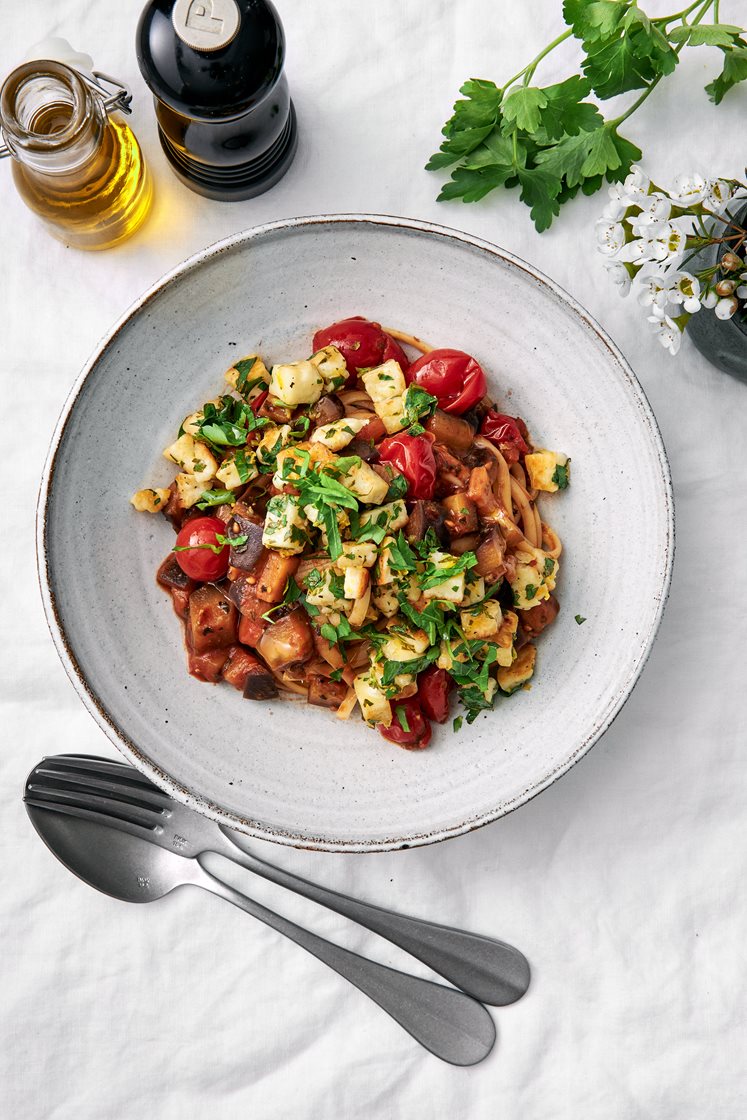 Linguine di melanzane med pannoumigremolata