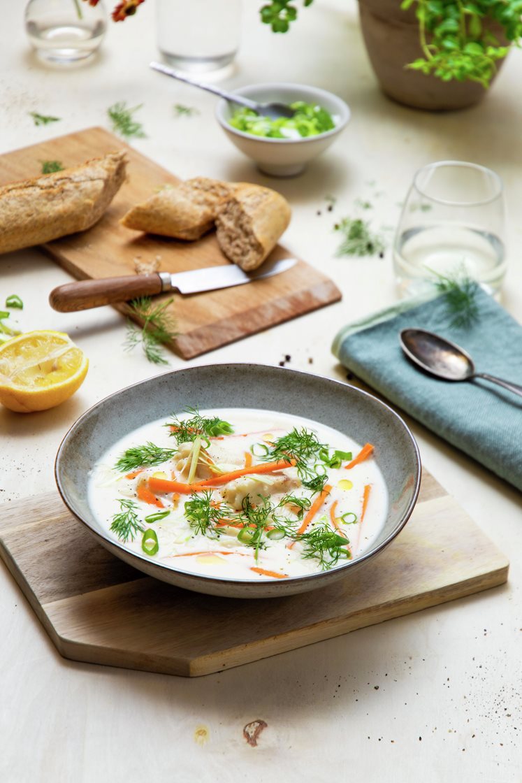 Hjemmelaget fiskesuppe med torsk