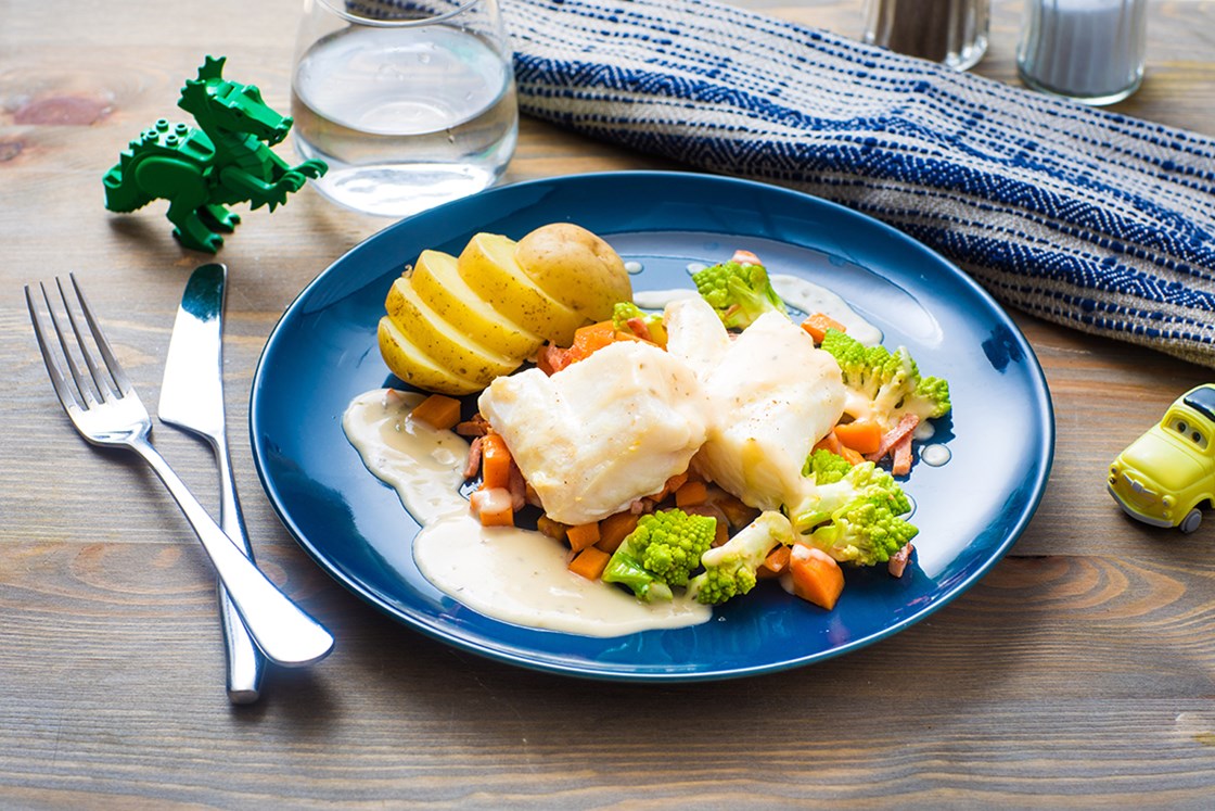Ovnsbakt lange med kalkunbacon og romanesco