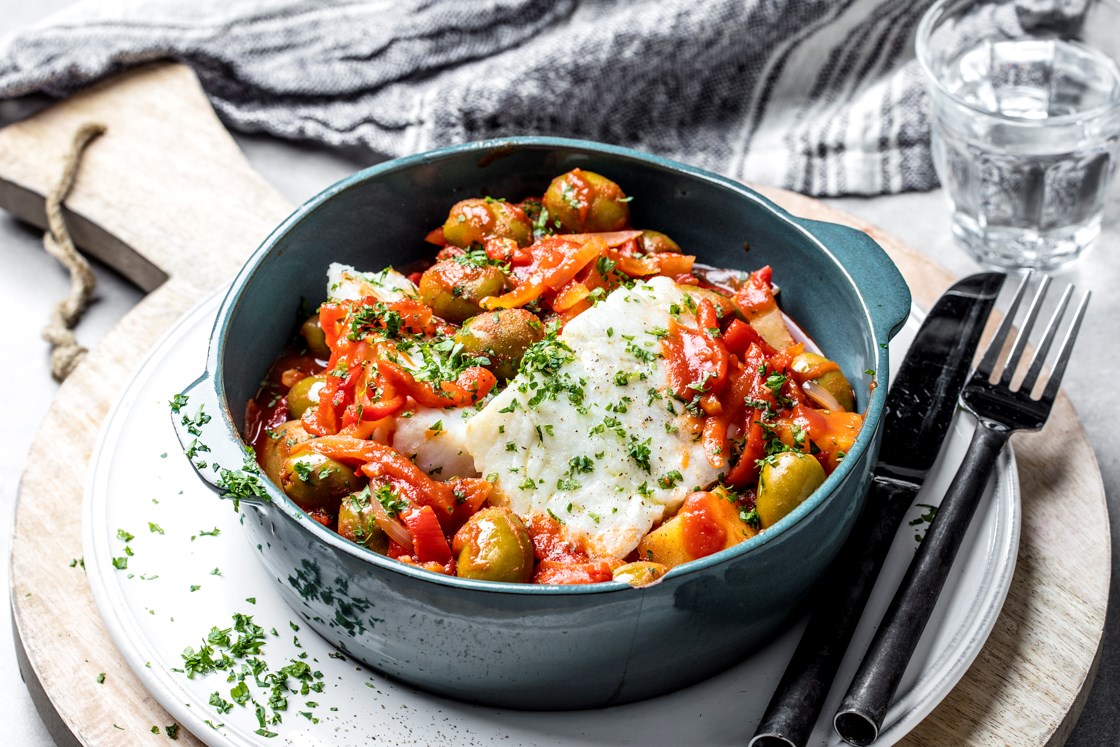 Bacalao med torskefilet og oliven