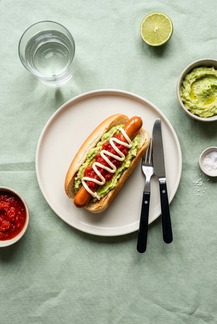 "Completo Italiano" Chilensk hotdog med avocado, salsa og mayonnaise
