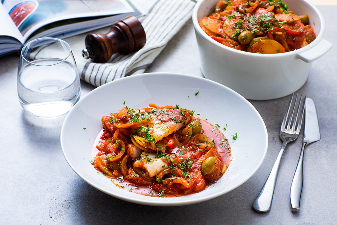 Bacalao med lettsaltet torsk, oliven og persille