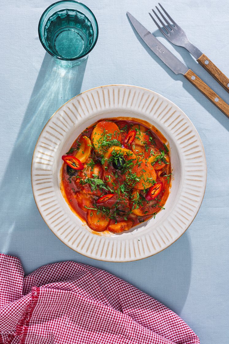 Bacalao med torskefilet, oliven og persille