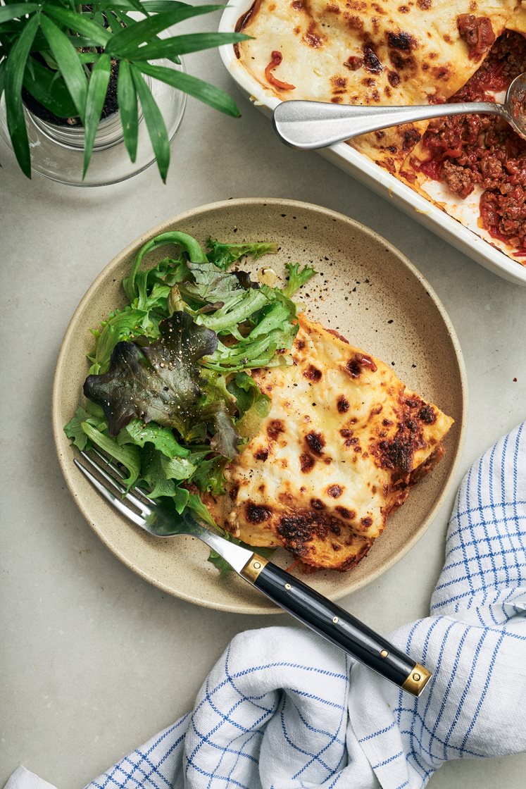 Lasagne al forno med grönsallad