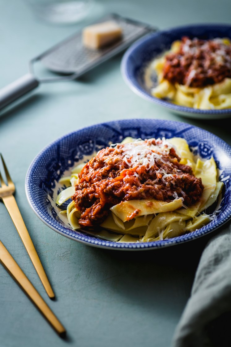 Tagliatelle bolognese med italiensk ost