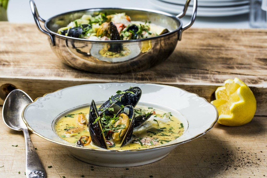 Fiskesuppe med blåskjell
