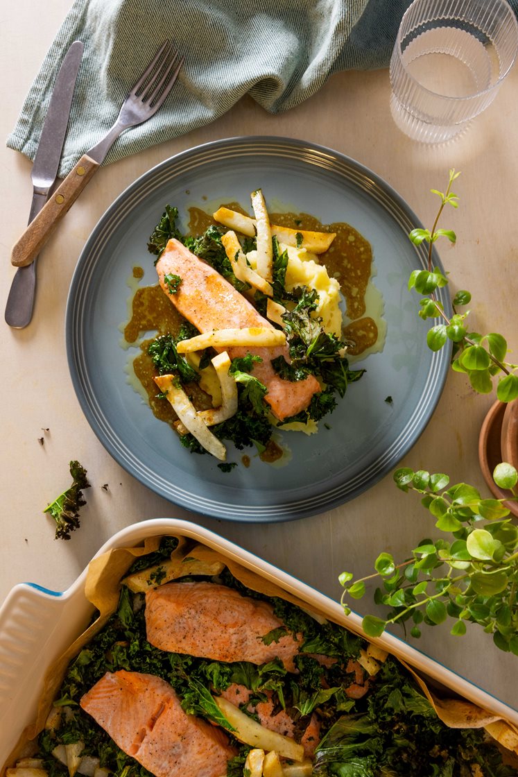 Limebakt laksefilet med potetpuré og teriyakismørsaus