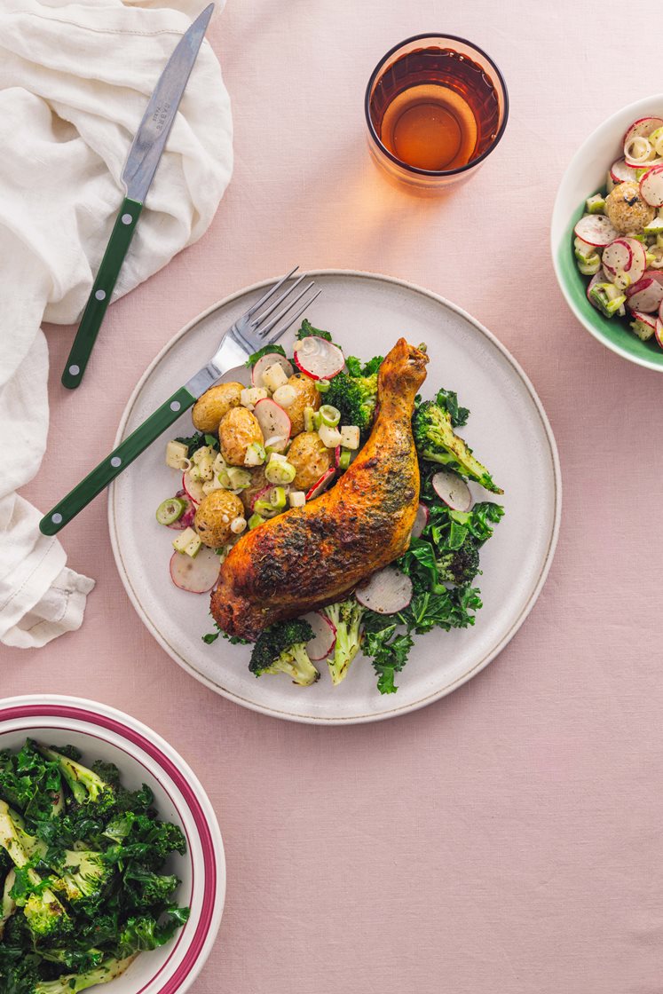 Kyllinglår provence med frisk potetsalat og stekt brokkoli