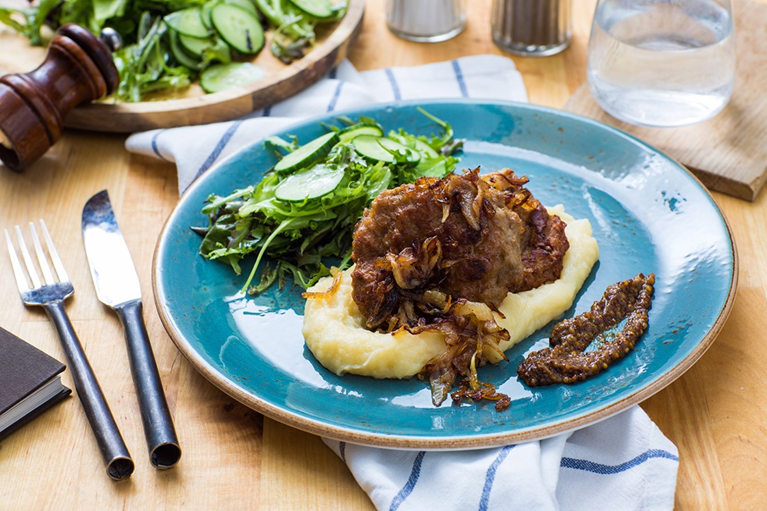 Grove karbonader med selleri- og potetpuré