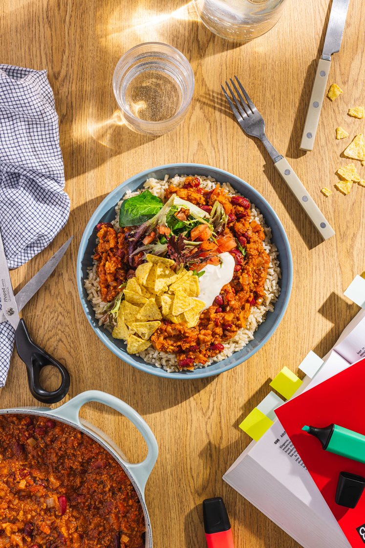 Quick chili con carne med fuldkornsris 