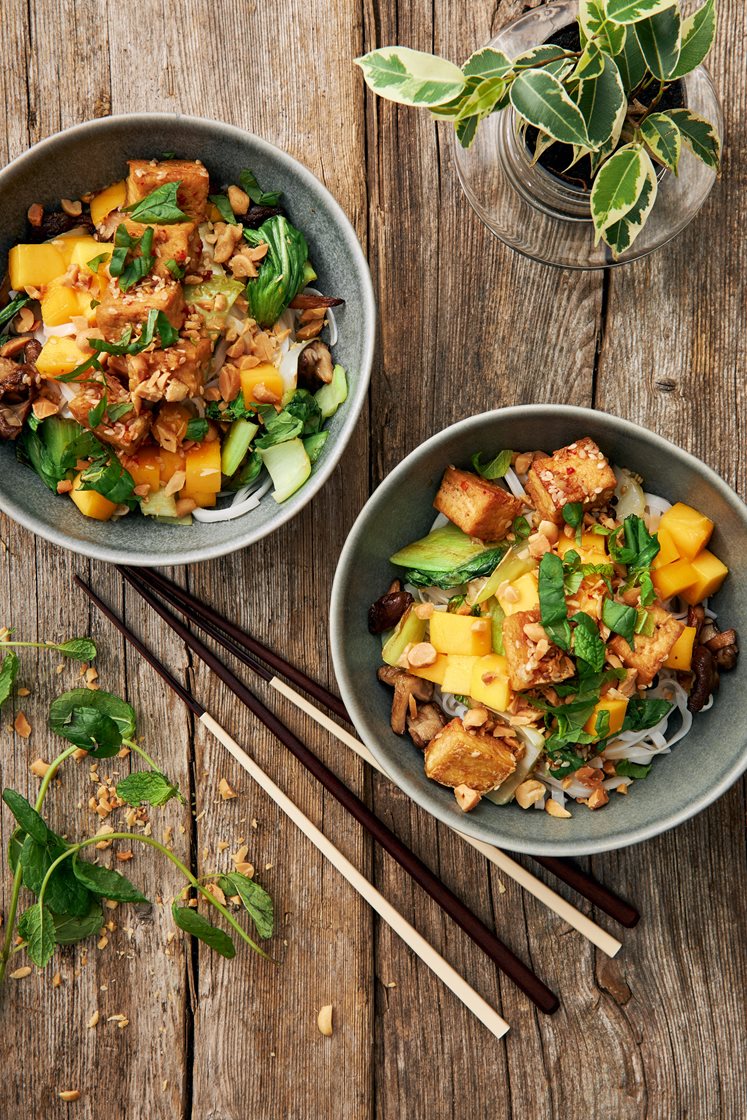 Vietnamesisk nudelsallad med shiitake och jordnötter